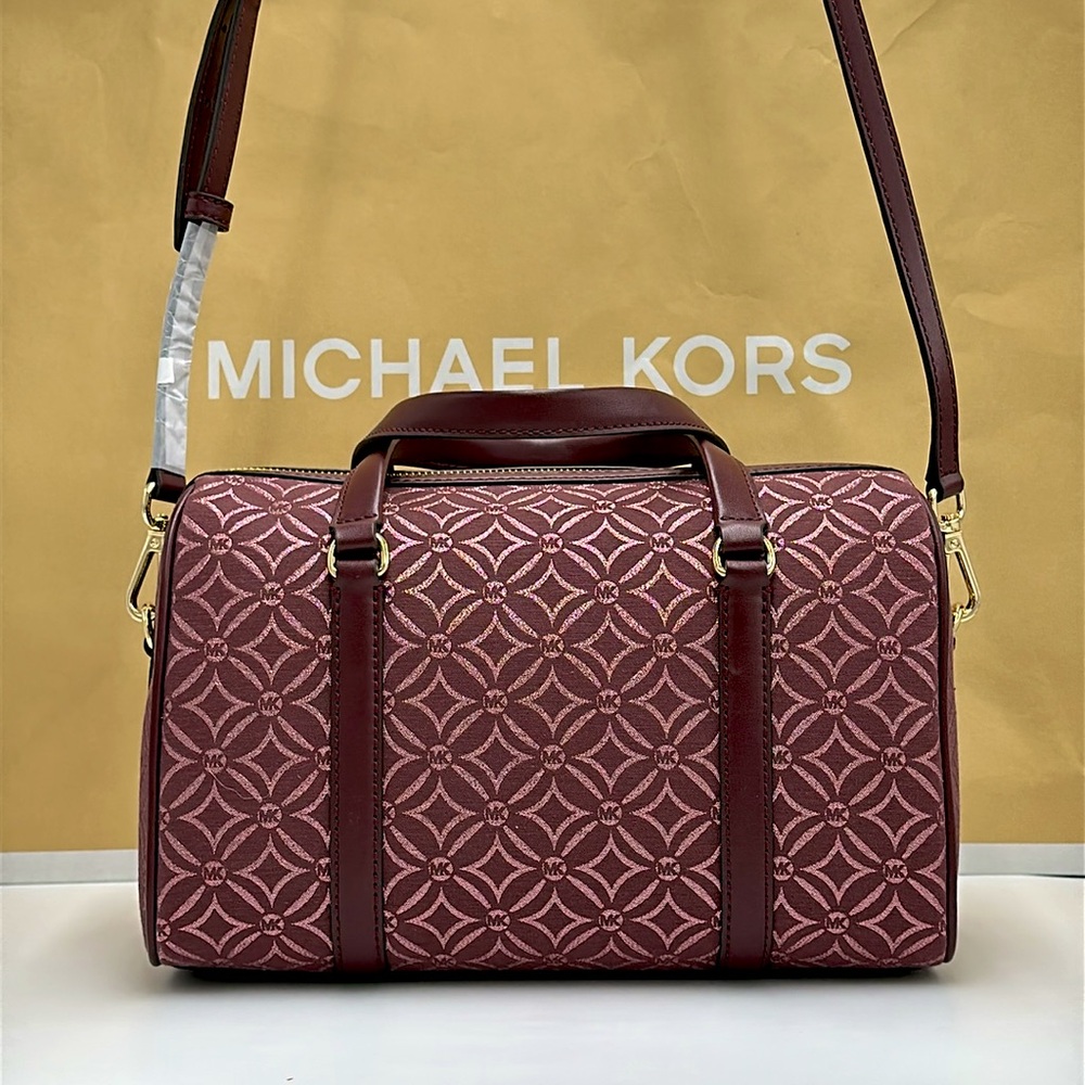 MICHAEL KORS JST TRAVEL MEDIUM DUFFLE SATCHEL SHOULDER CROSSBODY BAG MK OXBLOOD - Picture 9 of 16